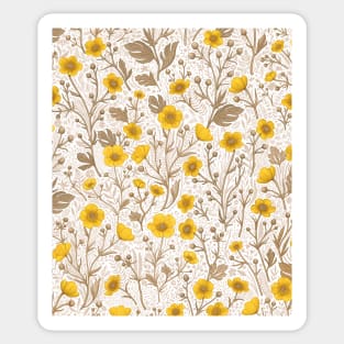 Buttercups, yellow and brown Sticker